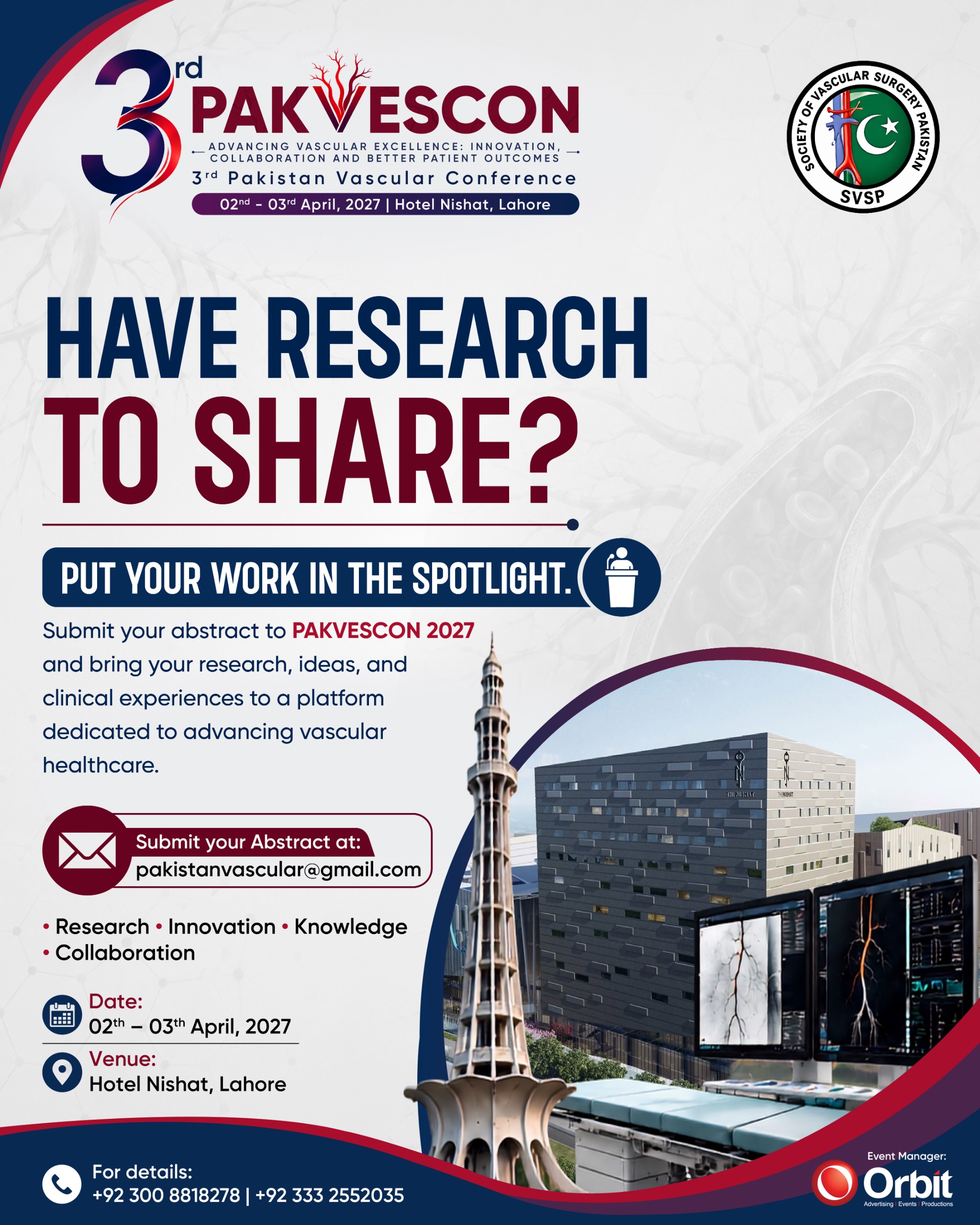 PAKVESCON 2027 abstract submission promotional banner inviting researchers to share their work
