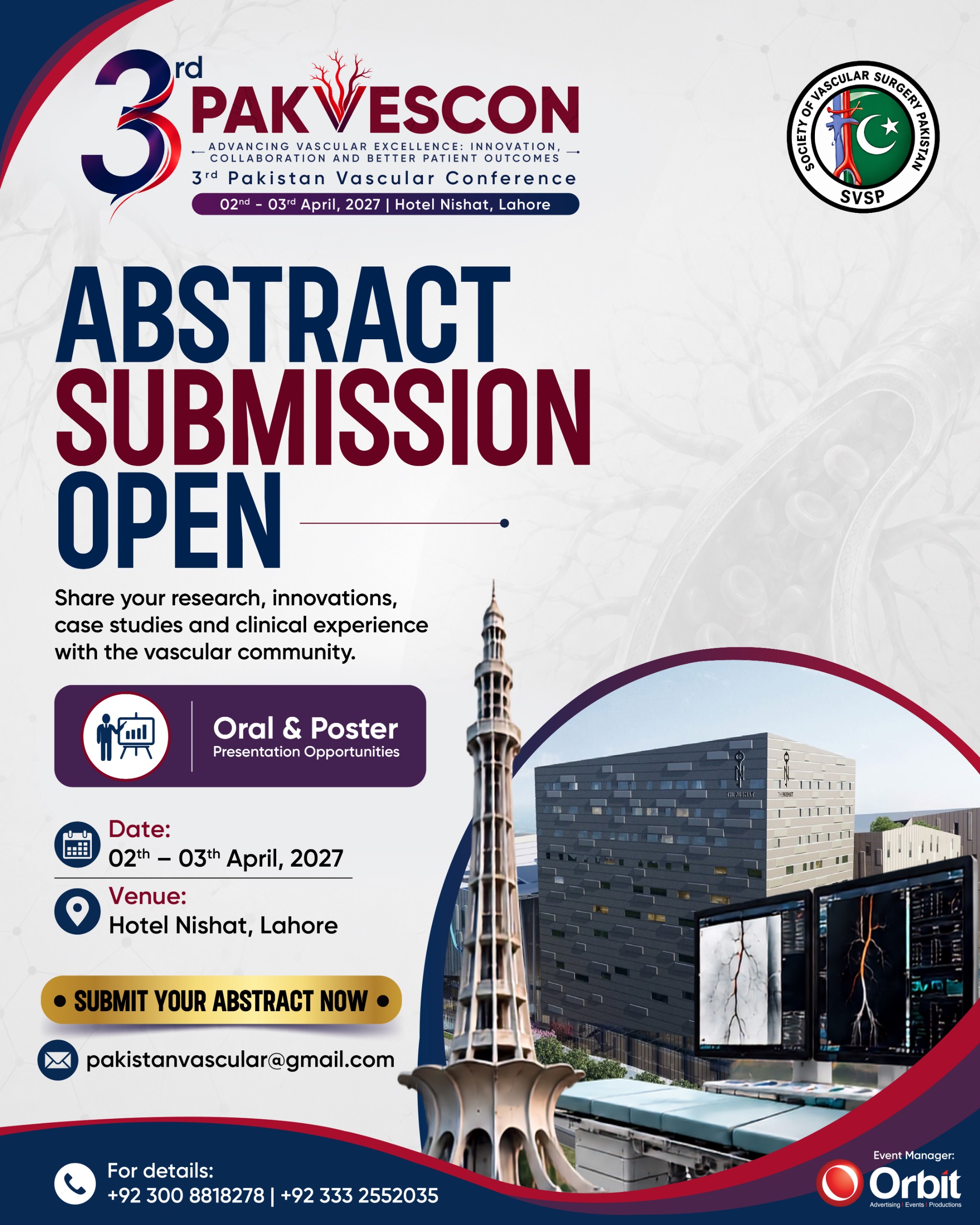 PAKVESCON 2027 abstract submission open promotional banner for oral and poster presentations